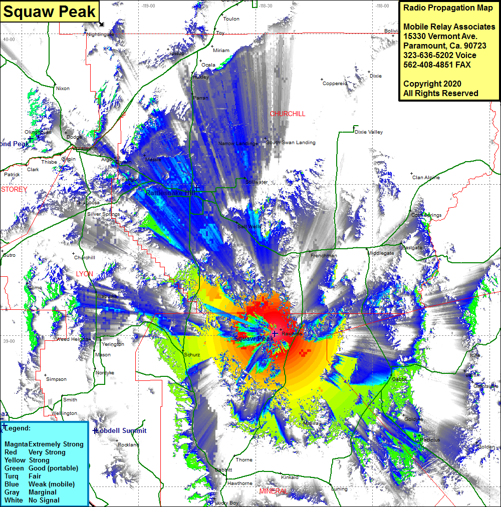heat map radio coverage Squaw Peak